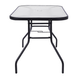 Brazos 5 Piece Commercial Grade Patio Dining Set with Tempered Glass Patio Table with 4 Chairs with Black Flex Comfort Material Seats and Backs
