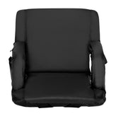 Malta Black Portable Lightweight Reclining Stadium Chair with Armrests, Padded Back & Seat with Dual Storage Pockets and Backpack Straps