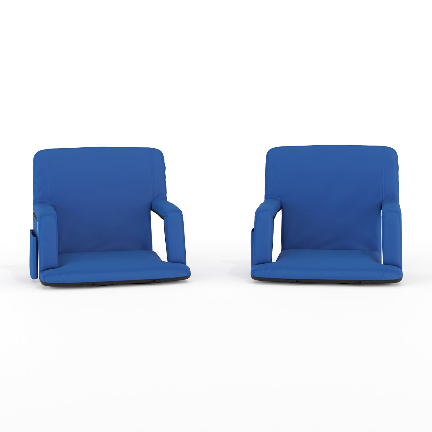 Malta Set of 2 Blue Portable Lightweight Reclining Stadium Chairs with Armrests, Padded Back & Seat - Storage Pockets & Backpack Straps