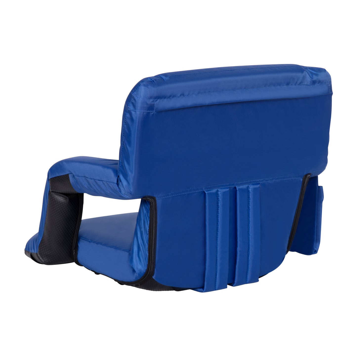 Malta Blue Portable Lightweight Reclining Stadium Chair with Armrests, Padded Back & Seat with Dual Storage Pockets and Backpack Straps