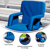Malta Set of 2 Blue Portable Lightweight Reclining Stadium Chairs with Armrests, Padded Back & Seat - Storage Pockets & Backpack Straps
