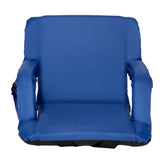Malta Set of 2 Blue Portable Lightweight Reclining Stadium Chairs with Armrests, Padded Back & Seat - Storage Pockets & Backpack Straps
