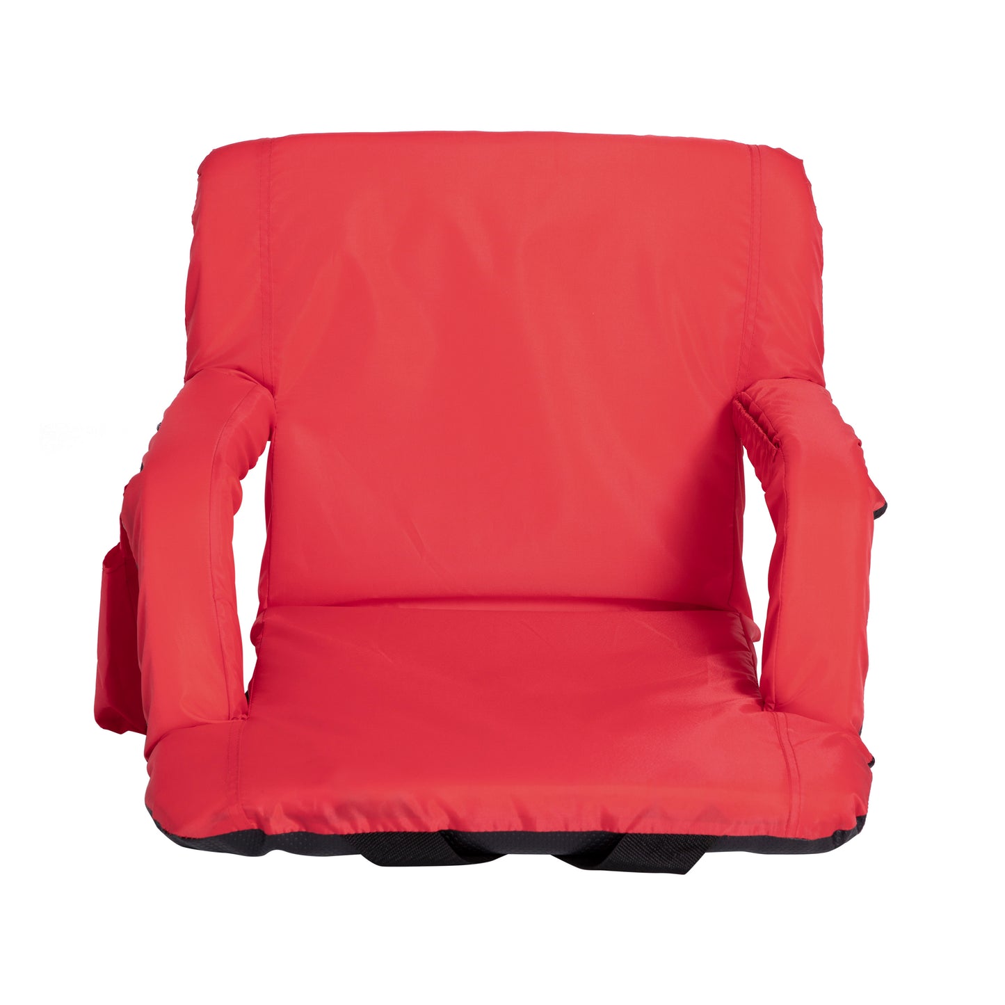 Malta Red Portable Lightweight Reclining Stadium Chair with Armrests, Padded Back & Seat with Dual Storage Pockets and Backpack Straps