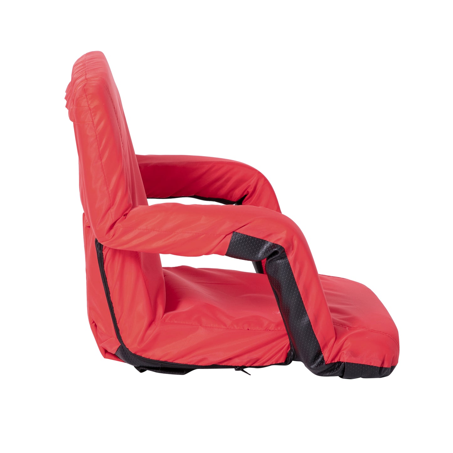 Malta Red Portable Lightweight Reclining Stadium Chair with Armrests, Padded Back & Seat with Dual Storage Pockets and Backpack Straps