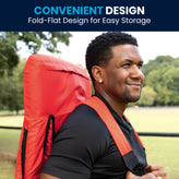 Malta Set of 2 Red Portable Lightweight Reclining Stadium Chairs with Armrests, Padded Back & Seat - Storage Pockets & Backpack Straps