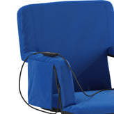 Malta Blue Portable Heated Reclining Stadium Chair with Armrests, Padded Back & Heated Seat with Dual Storage Pockets and Backpack Straps