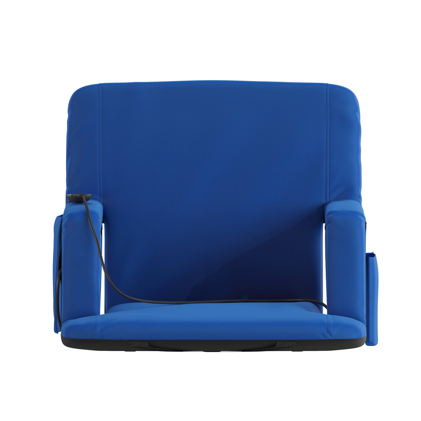 Malta Blue Portable Heated Reclining Stadium Chair with Armrests, Padded Back & Heated Seat with Dual Storage Pockets and Backpack Straps