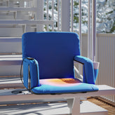Malta Blue Portable Heated Reclining Stadium Chair with Armrests, Padded Back & Heated Seat with Dual Storage Pockets and Backpack Straps
