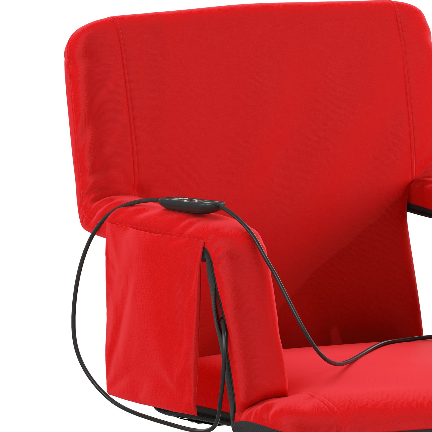Malta Red Portable Heated Reclining Stadium Chair with Armrests, Padded Back & Heated Seat with Dual Storage Pockets and Backpack Straps