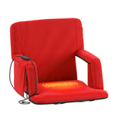 Malta Red Portable Heated Reclining Stadium Chair with Armrests, Padded Back & Heated Seat with Dual Storage Pockets and Backpack Straps