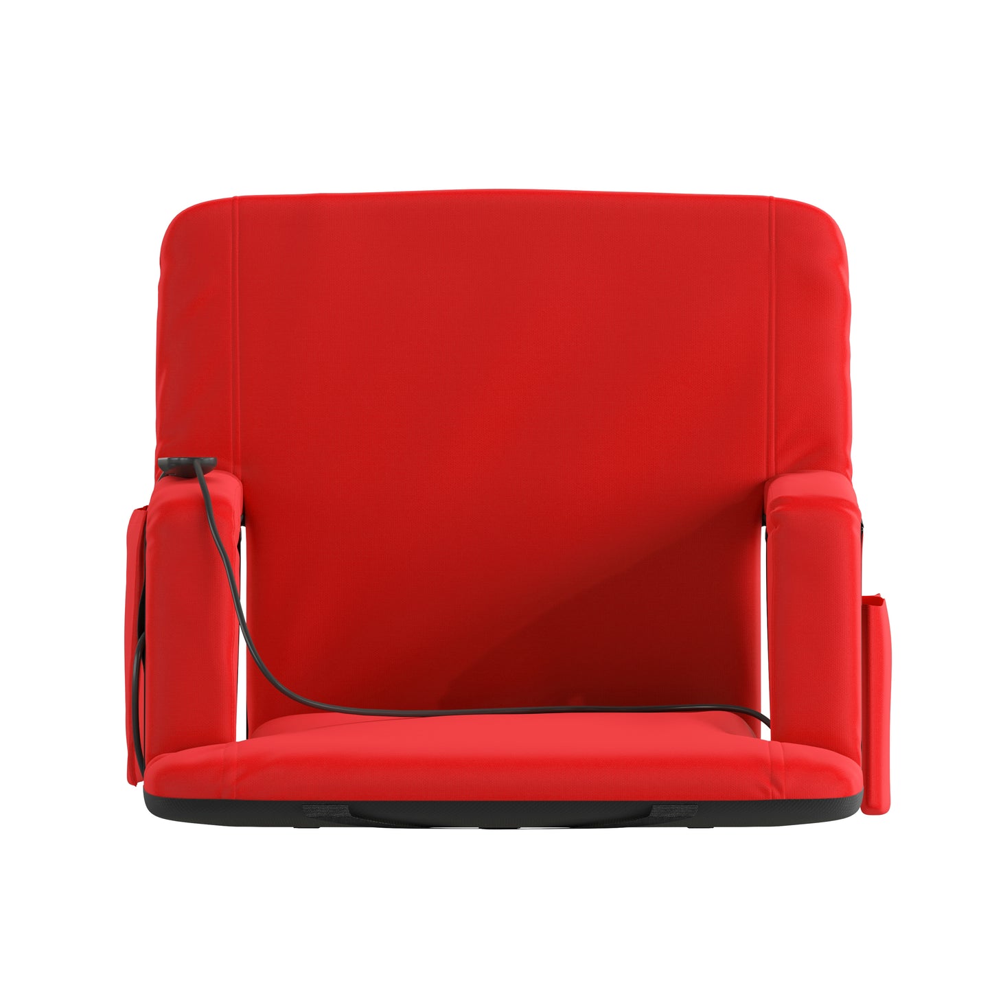 Malta Red Portable Heated Reclining Stadium Chair with Armrests, Padded Back & Heated Seat with Dual Storage Pockets and Backpack Straps