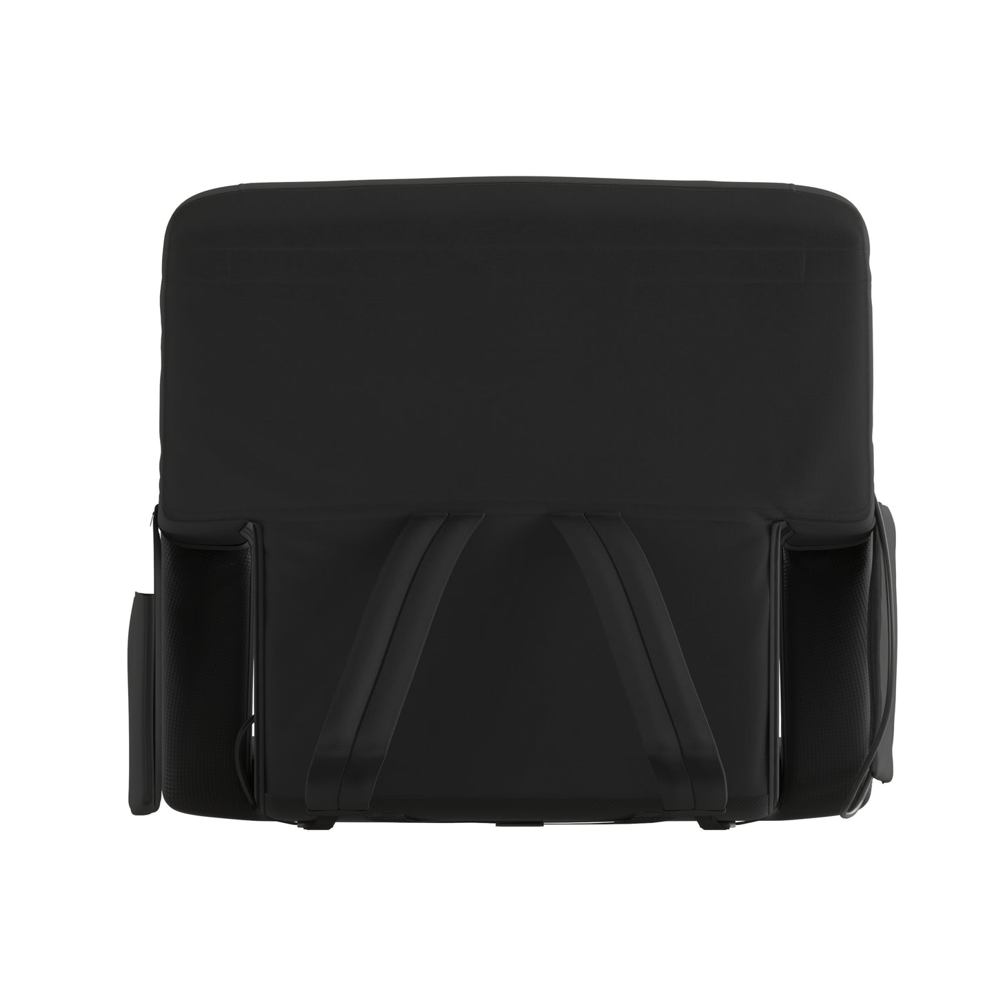 Malta Black Portable Heated Reclining Stadium Chair with Armrests, Heated Padded Back & Heated Seat with Dual Storage Pockets and Backpack Straps