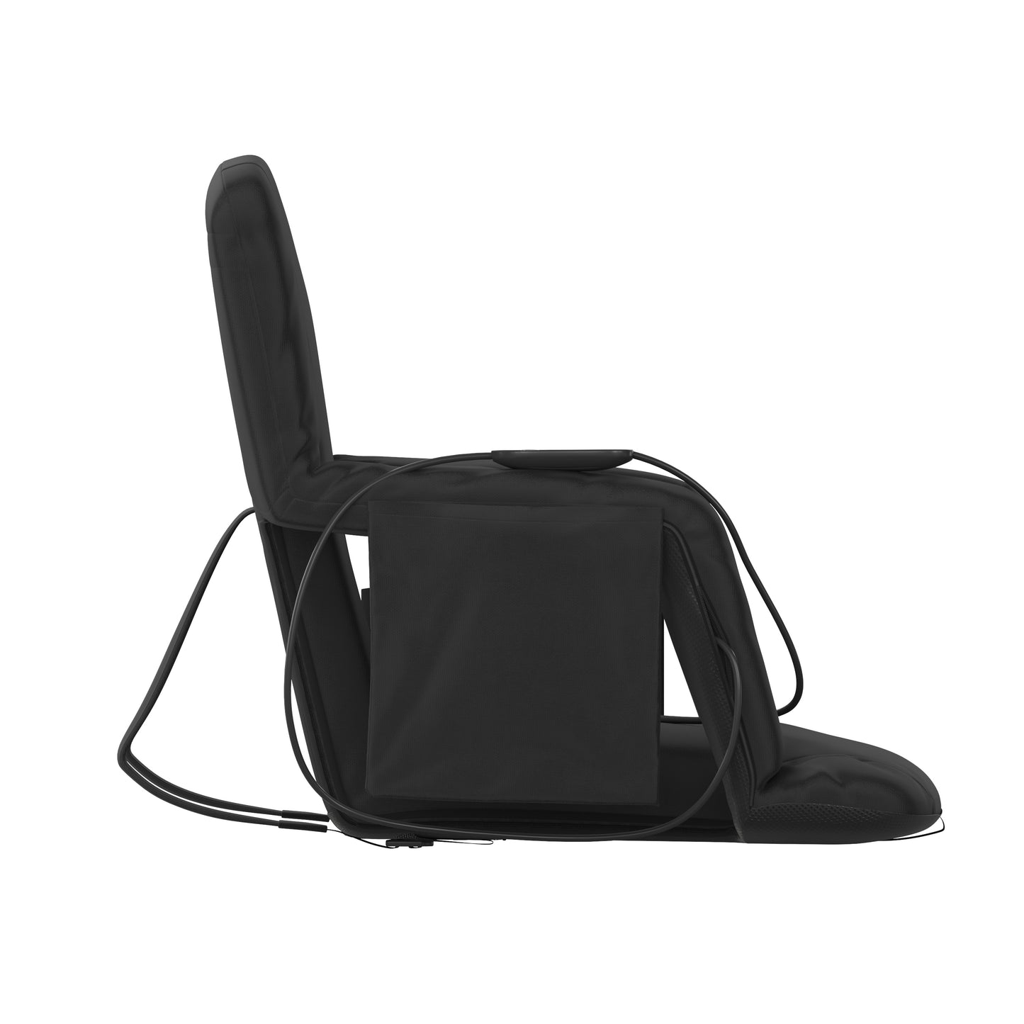 Malta Black Portable Heated Reclining Stadium Chair with Armrests, Heated Padded Back & Heated Seat with Dual Storage Pockets and Backpack Straps