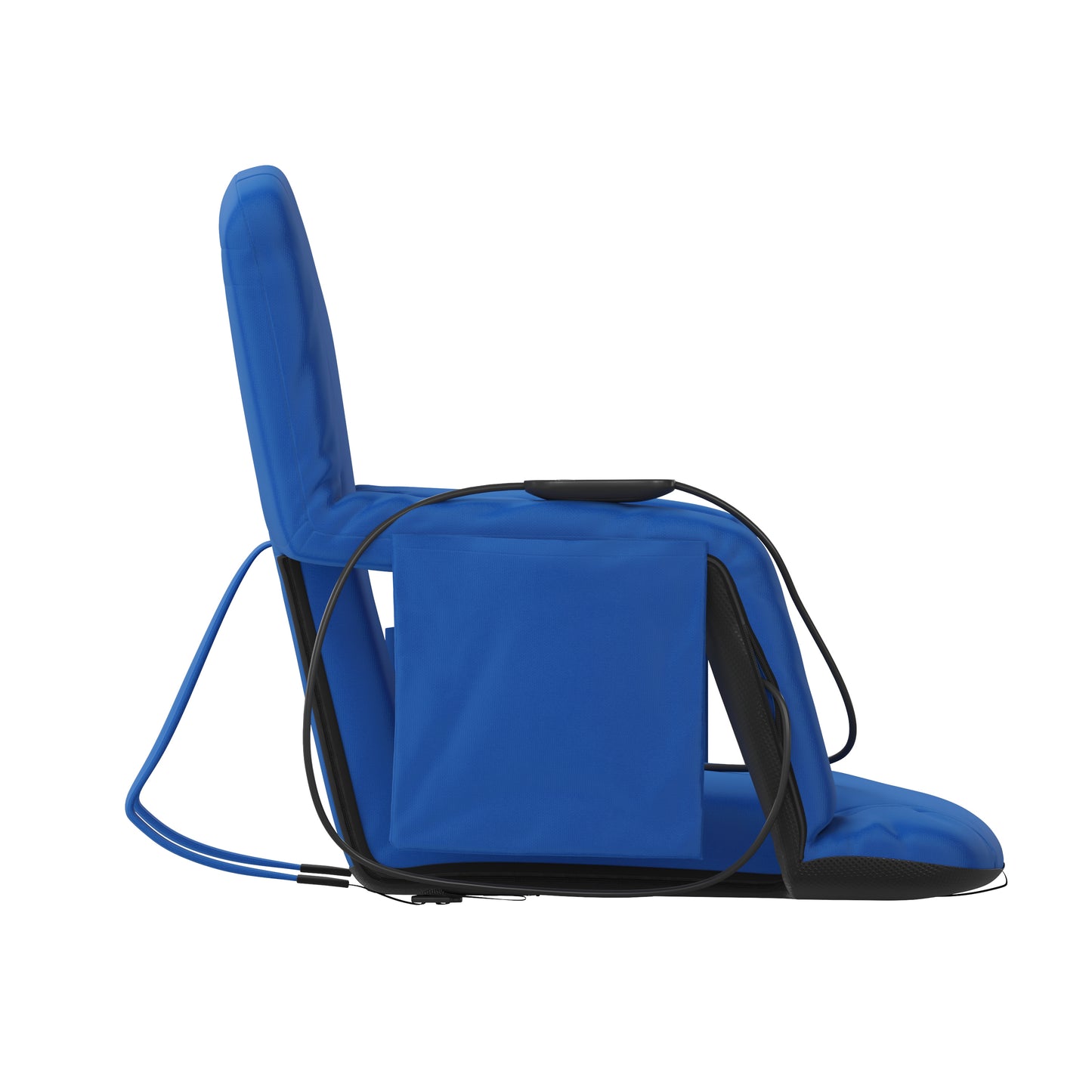 Malta Blue Portable Heated Reclining Stadium Chair with Armrests, Heated Padded Back & Heated Seat with Dual Storage Pockets and Backpack Straps