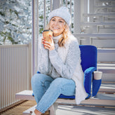 Malta Blue Portable Heated Reclining Stadium Chair with Armrests, Heated Padded Back & Heated Seat with Dual Storage Pockets and Backpack Straps