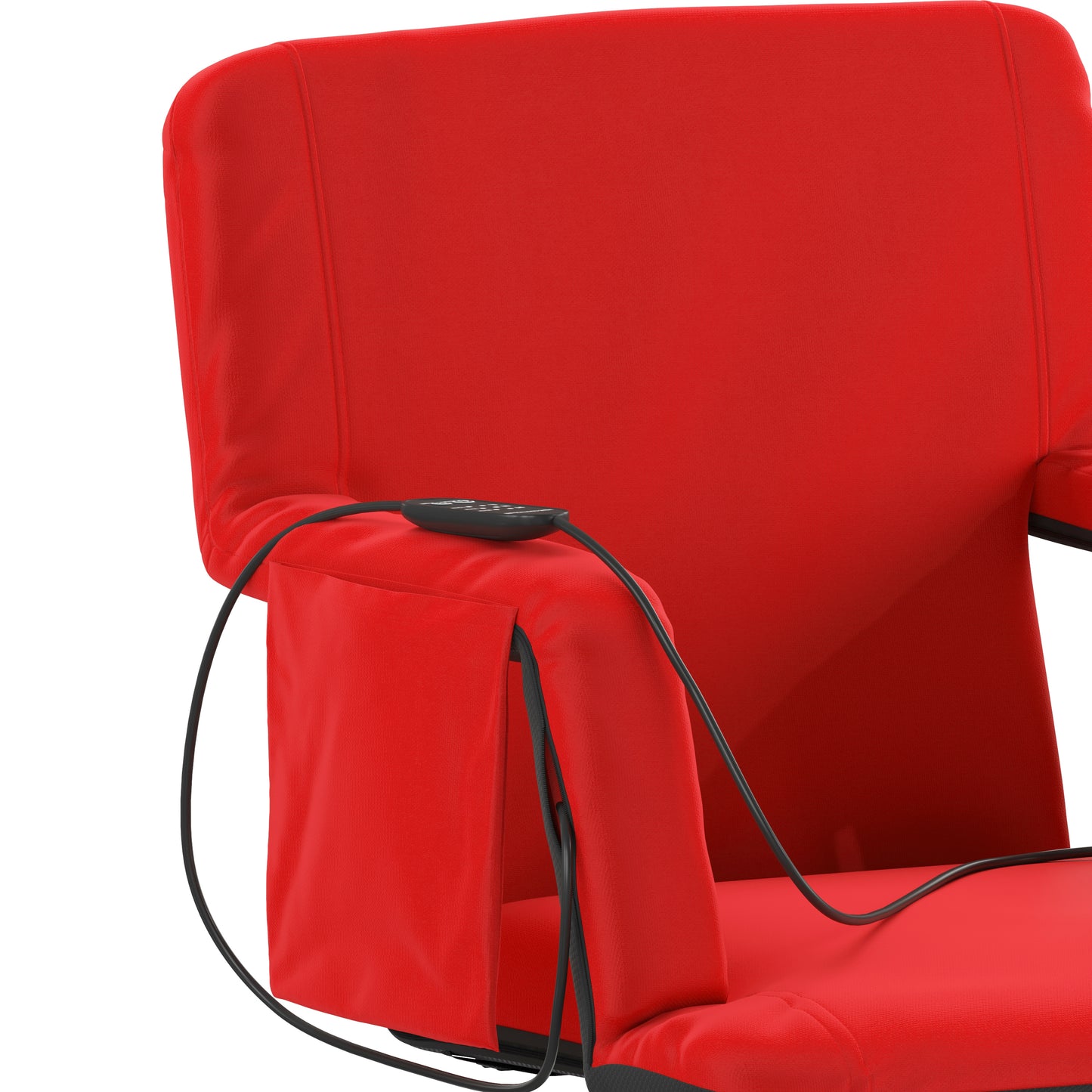Malta Red Portable Heated Reclining Stadium Chair with Armrests, Heated Padded Back & Heated Seat with Dual Storage Pockets and Backpack Straps