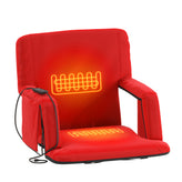 Malta Red Portable Heated Reclining Stadium Chair with Armrests, Heated Padded Back & Heated Seat with Dual Storage Pockets and Backpack Straps
