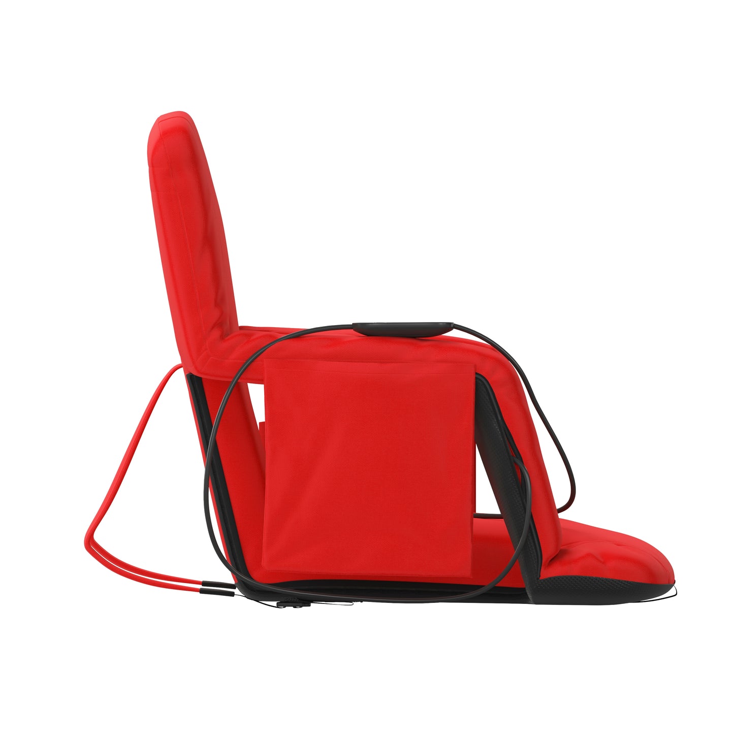 Malta Red Portable Heated Reclining Stadium Chair with Armrests, Heated Padded Back & Heated Seat with Dual Storage Pockets and Backpack Straps