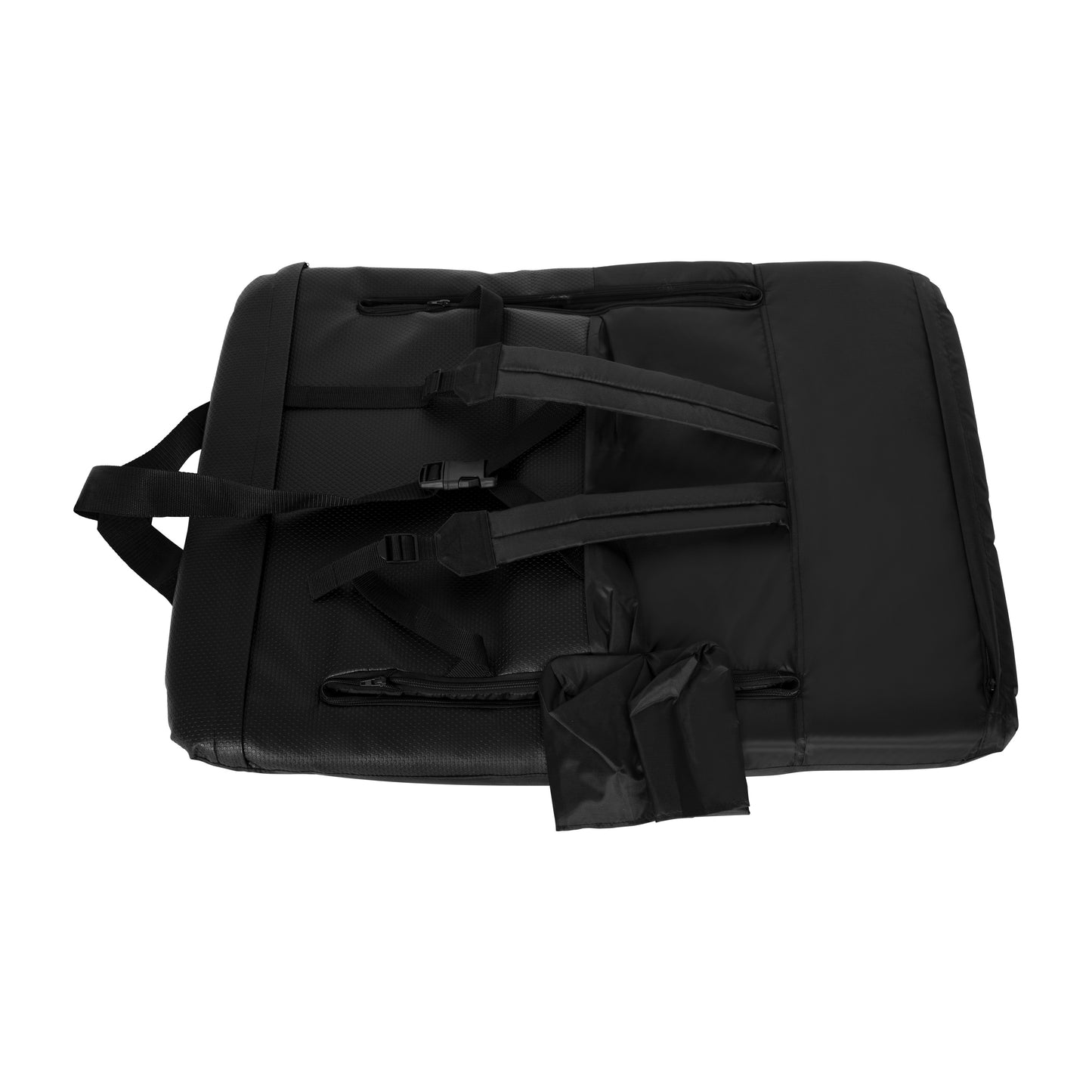 Malta Extra Wide Black Lightweight Reclining Stadium Chair with Armrests, Padded Back & Seat with Dual Storage Pockets and Backpack Straps