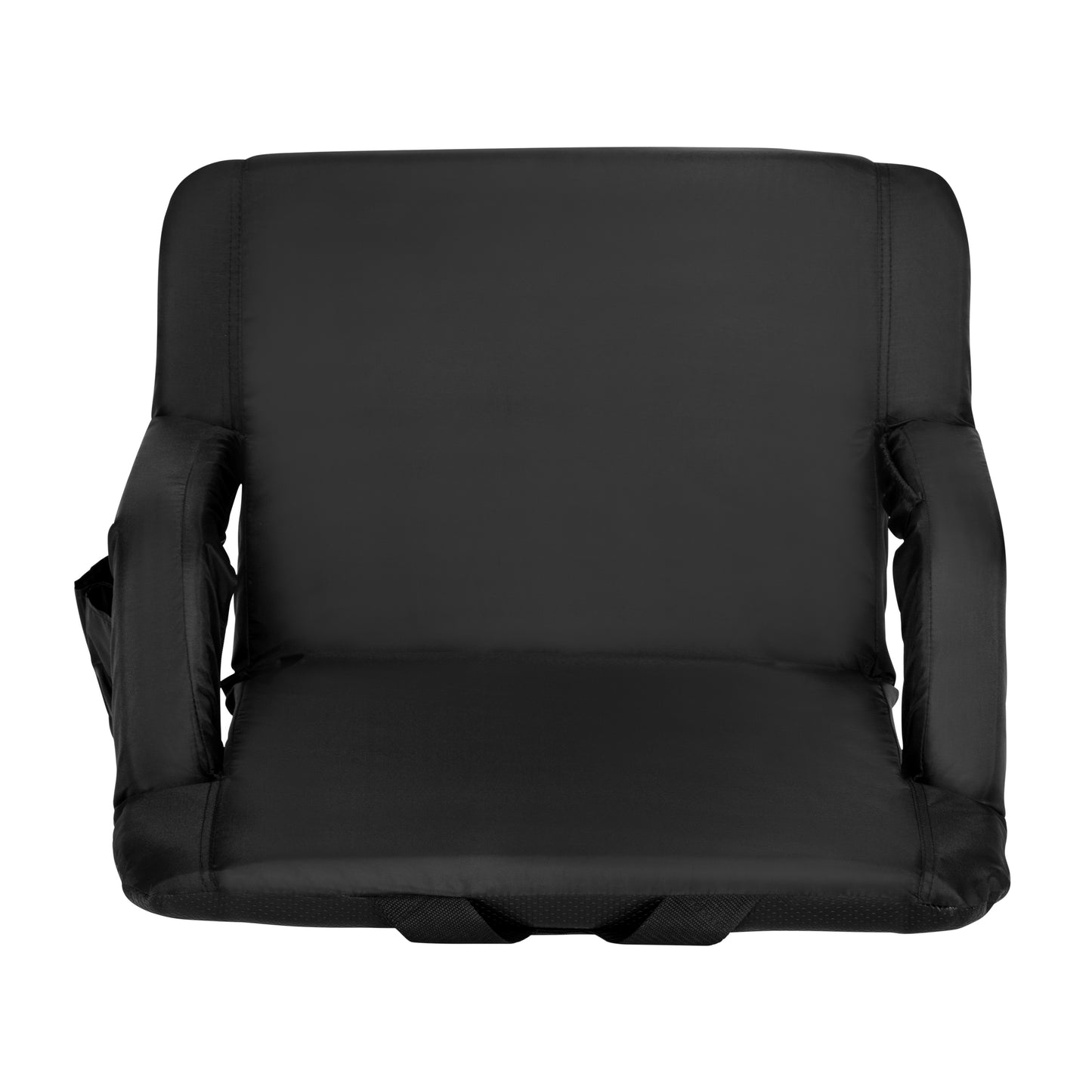 Malta Extra Wide Black Lightweight Reclining Stadium Chair with Armrests, Padded Back & Seat with Dual Storage Pockets and Backpack Straps