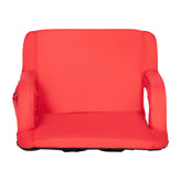 Malta Extra Wide Red Lightweight Reclining Stadium Chair with Armrests, Padded Back & Seat with Dual Storage Pockets and Backpack Straps