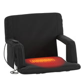 Malta Extra Wide Black Portable Heated Reclining Stadium Chair w/Armrests, Padded Back & Heated Seat w/Dual Storage Pockets and Backpack Straps