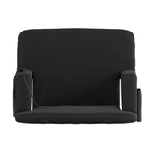 Malta Extra Wide Black Portable Heated Reclining Stadium Chair w/Armrests, Padded Back & Heated Seat w/Dual Storage Pockets and Backpack Straps