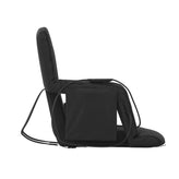 Malta Extra Wide Black Portable Heated Reclining Stadium Chair w/Armrests, Padded Back & Heated Seat w/Dual Storage Pockets and Backpack Straps