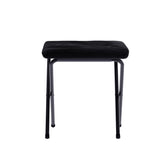 Eleanor 56" Portable Folding Double Saucer Chair with 2 Folding Ottomans Black Faux Fur with a Black Steel Frame for Dorm or Bedroom