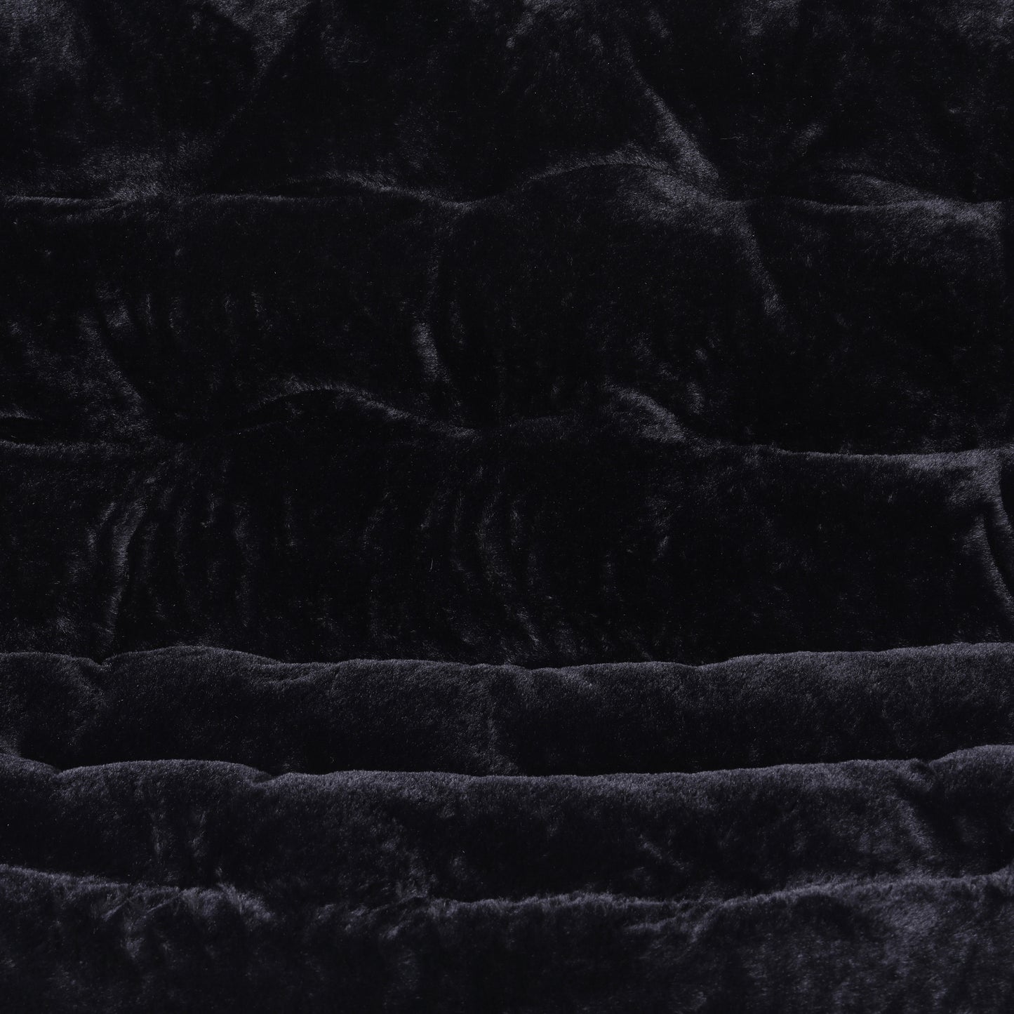 Eleanor 56" Portable Folding Double Saucer Chair with 2 Folding Ottomans Black Faux Fur with a Black Steel Frame for Dorm or Bedroom