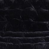 Eleanor 56" Portable Folding Double Saucer Chair with 2 Folding Ottomans Black Faux Fur with a Black Steel Frame for Dorm or Bedroom