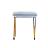 Eleanor 56" Portable Folding Double Saucer Chair with 2 Folding Ottomans in Dusty Aqua Faux Fur with a Soft Gold Steel Frame for Dorm or Bedroom