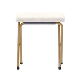 Eleanor 56" Portable Folding Double Saucer Chair with 2 Folding Ottomans Ivory Faux Shearling with a Soft Gold Steel Frame for Dorm or Bedroom