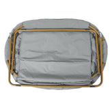 Eleanor 56" Portable Folding Double Saucer Chair in Gray Faux Fur with a Soft Gold Steel Frame for Dorm, Living Room, or Bedroom