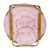 Gwen 38" Oversize Portable Faux Fur Folding Saucer Moon Chair for Dorm and Bedroom, Blush Faux Fur/Soft Gold Frame