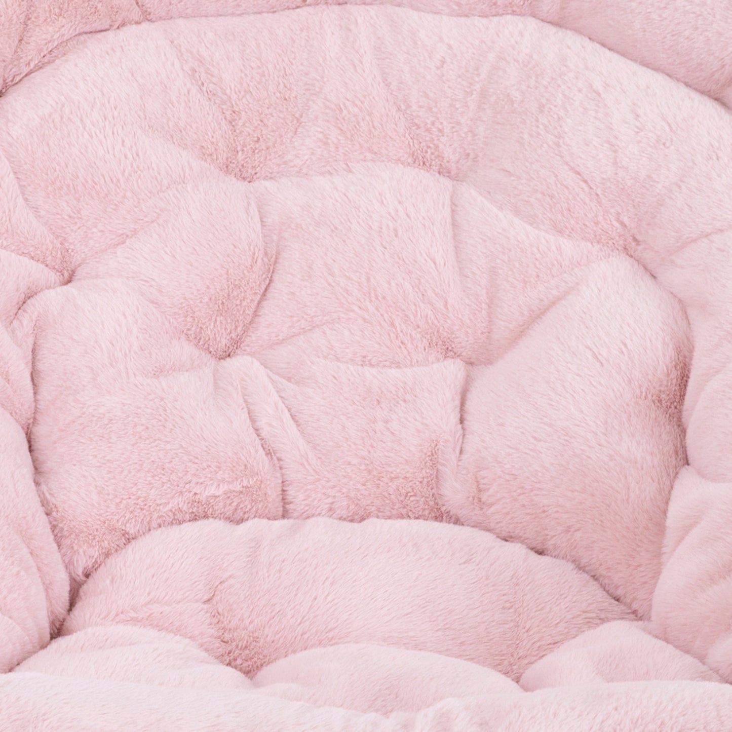 Gwen 38" Oversize Portable Faux Fur Folding Saucer Moon Chair for Dorm and Bedroom, Blush Faux Fur/Soft Gold Frame