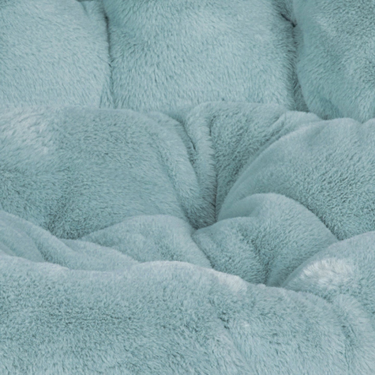 Gwen 38" Oversize Portable Faux Fur Folding Saucer Moon Chair for Dorm and Bedroom, Dusty Aqua Faux Fur/Soft Gold Frame