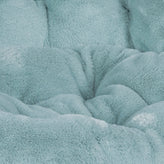 Gwen 38" Oversize Portable Faux Fur Folding Saucer Moon Chair for Dorm and Bedroom, Dusty Aqua Faux Fur/Soft Gold Frame