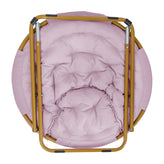 Gwen 38" Oversize Portable Faux Fur Folding Saucer Moon Chair for Dorm and Bedroom, Dusty Purple Faux Fur/Soft Gold Frame