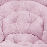 Gwen 38" Oversize Portable Faux Fur Folding Saucer Moon Chair for Dorm and Bedroom, Dusty Purple Faux Fur/Soft Gold Frame