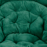 Gwen 38" Oversize Portable Faux Fur Folding Saucer Moon Chair for Dorm and Bedroom, Emerald Faux Fur/Soft Gold Frame