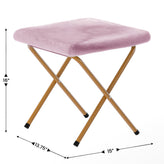 Gwen 38" Oversize Portable Faux Fur Folding Saucer Moon Chair with Folding Ottoman for Dorm and Bedroom, Dusty Purple Faux Fur/Soft Gold Frame