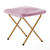 Gwen 38" Oversize Portable Faux Fur Folding Saucer Moon Chair with Folding Ottoman for Dorm and Bedroom, Dusty Purple Faux Fur/Soft Gold Frame