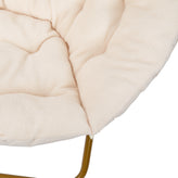Gwen 38" Oversize Portable Faux Fur Folding Saucer Moon Chair for Dorm and Bedroom, Ivory Sherpa/Soft Gold Frame