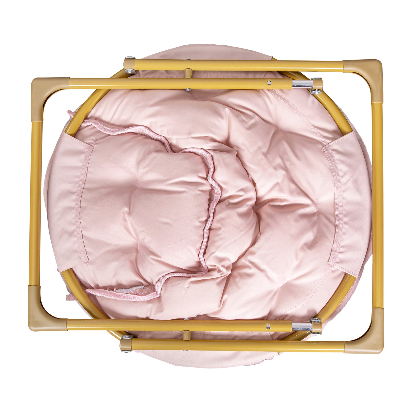 Gwen 23" Kids Cozy Mini Folding Saucer Chair, Faux Fur Moon Chair for Toddlers and Bedroom, Blush/Soft Gold