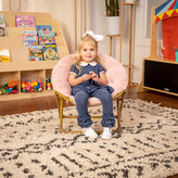Gwen 23" Kids Cozy Mini Folding Saucer Chair, Faux Fur Moon Chair for Toddlers and Bedroom, Blush/Soft Gold
