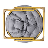 Gwen  23" Kids Cozy Mini Folding Saucer Chair, Faux Fur Moon Chair for Toddlers and Bedroom, Gray/Soft Gold