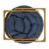 Gwen 23" Kids Cozy Mini Folding Saucer Chair, Faux Fur Moon Chair for Toddlers and Bedroom, Navy/Soft Gold