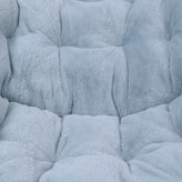 Archer 28" Oversized Portable Faux Fur Folding Saucer Chair for Dorm, Bedroom, Dusty Aqua Faux Fur/Soft Gold Frame