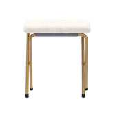 Archer 28" Oversized Portable Faux Shearling Folding Saucer Chair with Folding Ottoman for Dorm, Bedroom, Ivory Faux Shearling/Soft Gold Frame